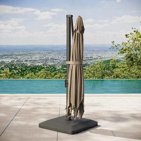 Seasons Sentry 10 X 13Ft (3 X 3.9M) Rectangular Cantilever Umbrella with Base in Beige