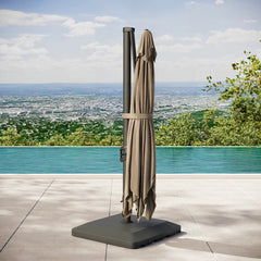Seasons Sentry 10 X 13Ft (3 X 3.9M) Rectangular Cantilever Umbrella with Base in Beige