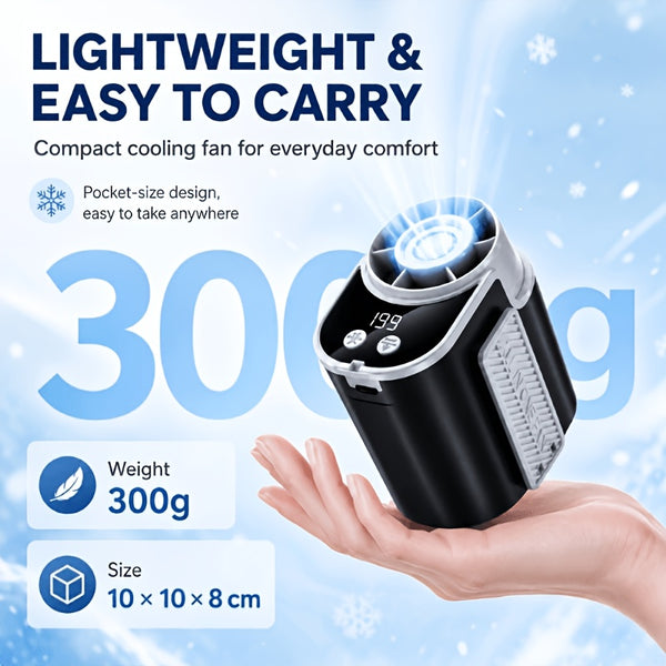 Portable Wearable Belt Fan with AI Oscillation & Flashlight - Clip-On Hands-Free Cooling System Suitable for Camping, Hiking, Night Shift, /Outdoor Use, - Fan for and Night Patrols
