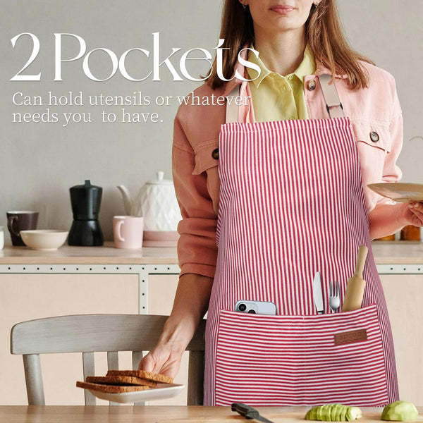 2PC Classic Design Striped Apron, Unisex Simple Criss Cross Apron For Kitchen Home Restaurant Coffee Shop Barbecue, Men's Workwear And Protective Clothing