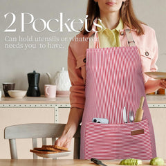 2PC Classic Design Striped Apron, Unisex Simple Criss Cross Apron For Kitchen Home Restaurant Coffee Shop Barbecue, Men's Workwear And Protective Clothing