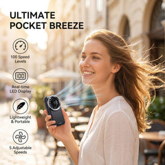 Handheld Mini Fan, Upgrade Strong Cool Wind, 5 Speeds, USB Rechargeable, Compact Pocket-Sized Portable Small Personal Fan for Travel, Cruise, Concerts, Makeup, Summer Gifts for Women Men