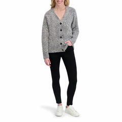DKNY Ladies Leopard Print Cardigan in Black
