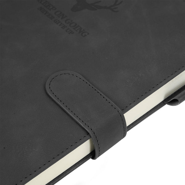 A4 Notebook with Magnetic Snap Closure, 400 Page Thick Lined Notepad in Soft Leather, Durable Business & Office Diary for Work Meetings, Professional Record Book