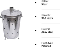 Trendi 90 Litre Extra Large 90L Galvanised Metal Incinerator Recycle Garden Rubbish Fire Wood Burner Burning Leaves