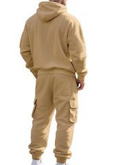 Men'S Fashion Casual Athletic Hooded Zipper Decor Casual Set
