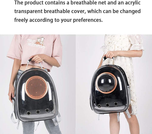 Sipobuy Pet Space Capsule Backpack, Small Medium Cat Puppy Dog Carrier, Transparent Breathable Heat Proof, Pet Carrier for Travel Hiking Walking Camping (Pink)