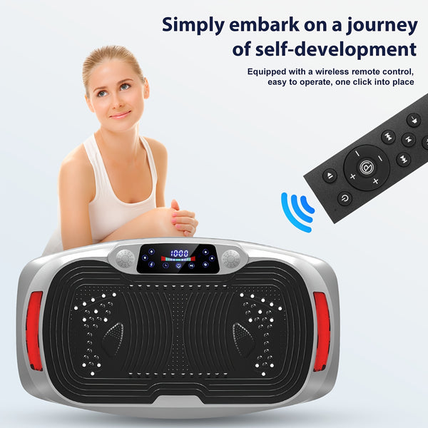 Smart Fat Elimination Vibration Plate | 300W Quiet Engine | 120 Speed Settings | Tension Rope | Silvery EU Standard | Fitness Support Vibration Device, Without Battery