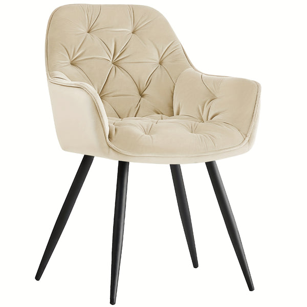 Dining Chairs with Velvet Thick Padded Upholstered Kitchen Tub Chair Armchair with Backrest Metal Legs Living Room Reception Leisure Chairs for Bedroom Lounge Office