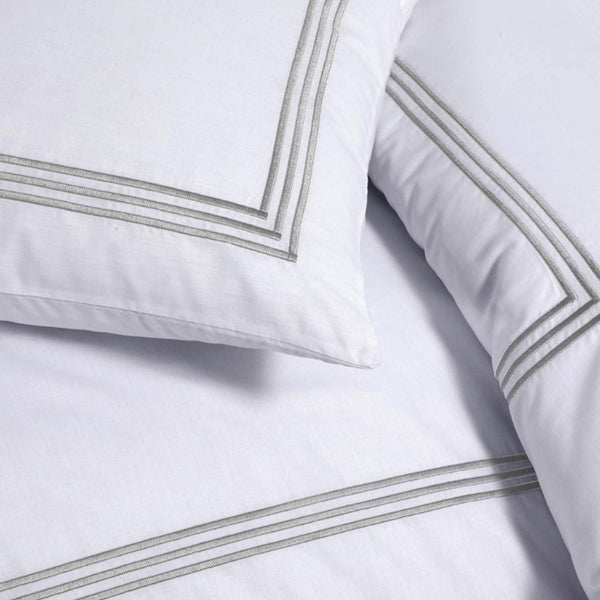 My Home Store Polycotton Bratta Duvet Cover Set - Our 3pc Soft stitch Embroidered button closure Quilt cover with matching Embroidered envelop closure Pillowcases | Breathable & Lightweight Duvet cover set