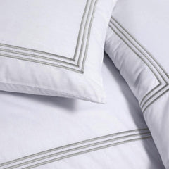 My Home Store Polycotton Bratta Duvet Cover Set - Our 3pc Soft stitch Embroidered button closure Quilt cover with matching Embroidered envelop closure Pillowcases | Breathable & Lightweight Duvet cover set