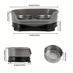 Raised Dog Bowls for Cats and Dogs, Elevated Dog Cat Food and Water Bowls Stands Feeder Dishes with 2 Stainless Steel Bowls, 2 Colours Available