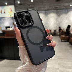 Phone Case - Premium Minimalist Frosted Skin-Feel Magnetic Phone Case - Fingerprint-Resistant, with Lens Protection, Wireless Charging Supported, Black Business-Style Protective Case for Iphone 17/16/15/14/13/12/11 Pro Max/Plus, Precise Cutouts