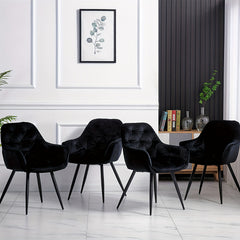 Contemporary Upholstered Velvet Dining Chairs Featuring Armrests, Suitable for Kitchens, Leisure Lounges, Living Rooms, Bedrooms, And Reception Areas