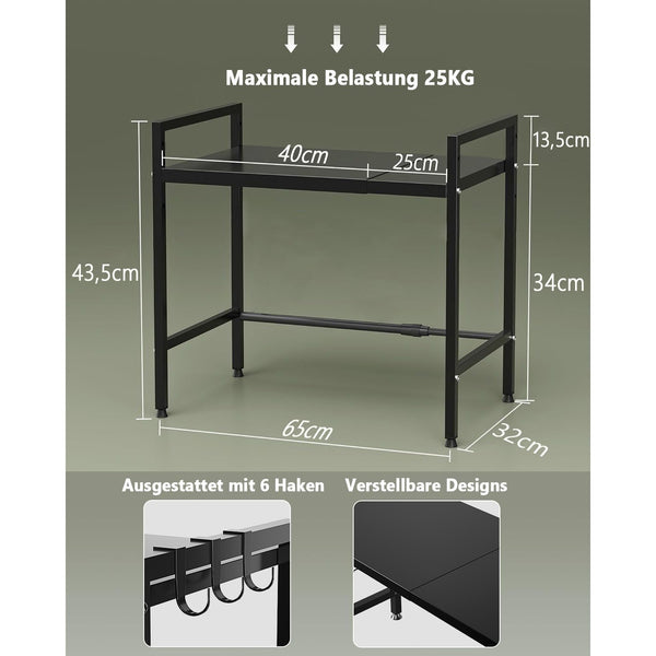 2-Layer Metal Microwave Rack, Adjustable, Expandable, And Stretchable Kitchen Rack, Sturdy, Stainless Steel, Easy to Clean, Used for Microwave And Oven Storage, Kitchen Countertop Shelf, Universal