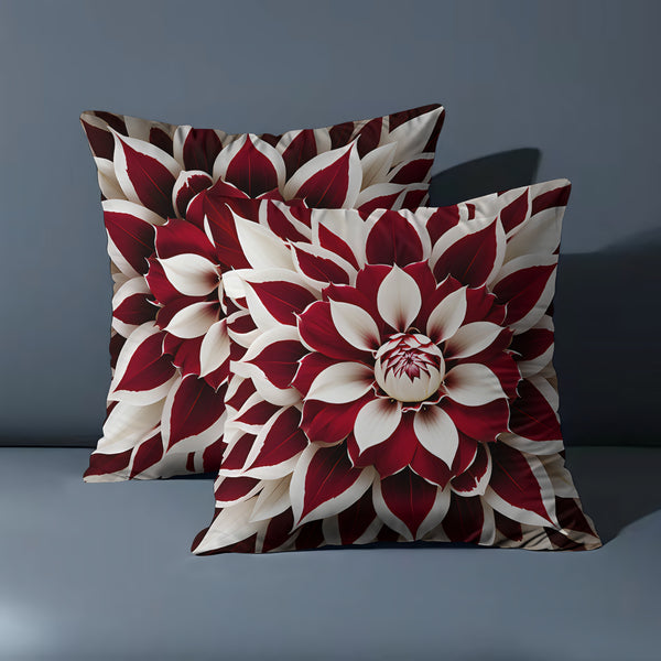 2pcs Red and White Floral Pillow Cover, Made of Soft Polyester Material, 18x18 Inches Double-sided Printing, Modern Art Style, Machine Washable Zipper Closure, Suitable for Living Room and Bedroom Decoration (excluding Inner Core)