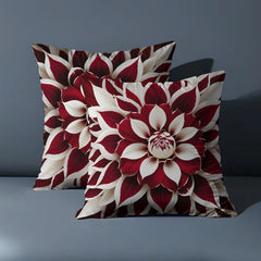 2pcs Red and White Floral Pillow Cover, Made of Soft Polyester Material, 18x18 Inches Double-sided Printing, Modern Art Style, Machine Washable Zipper Closure, Suitable for Living Room and Bedroom Decoration (excluding Inner Core)