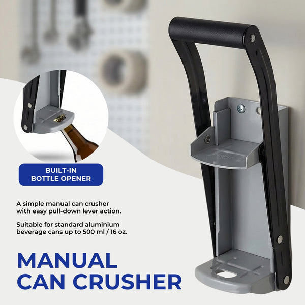 Heavy-Duty Wall-Mounted Can Crusher – 16oz/500ml with Non-Slip Handle