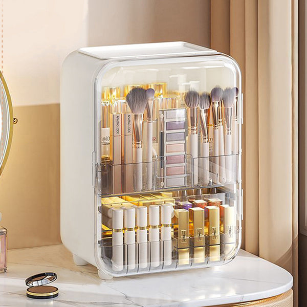 Multi-Function Make Up Case with Transparent Drawers, Plastic Jewelry Box, White Drawer-style Storage Box for Office, Bathroom, Dressing Table, Bedroom, Living Room, Desk, 25.5*20*36cm