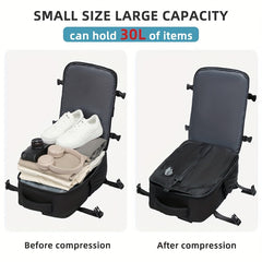 Travel Luggage Vacuum Compression Travel Backpack with Vacuum Pump Combo Set. This vacuum-sealed double-shoulder bag is ideal as luggage for men and women on short business trips, a schoolbag for students, and the top choice for travel outings