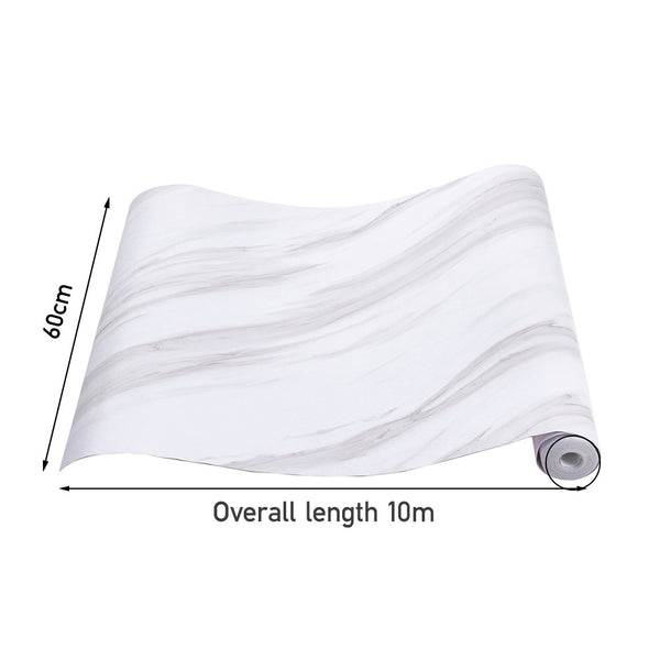 Vinyl Peel and Stick Wood Grain Floor Tile, 61cmx10m Self-Adhesive Vinyl Flooring Roll, Thicken Wear-Resistant Wallpaper Roll for Home Decor Floor & Wall Renovations, Pearl Marble