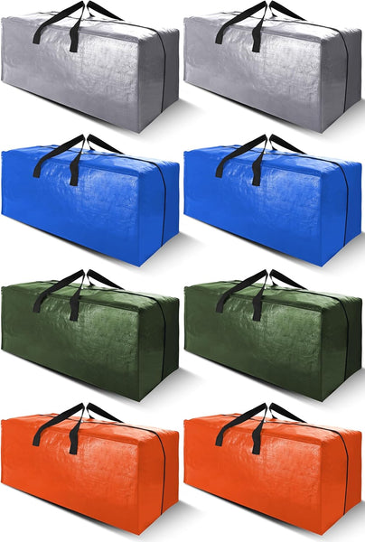 Cosy Family 4 Pack Heavy Duty Extra Large Moving Bags with Backpack Straps - Strong Handles & Zippers, Storage Totes for Space Saving, Fold Flat, Alternative to Moving Box (X-Large-Set of 4, Blue)