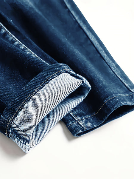 Men'S Denim Slim Fit Slimming Black Stretch Men'S Easy Casual Small Straight Leg Business Men'S Pants, Suitable for All 4 Seasons