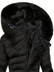 Women's Zip-Up Long Sleeve Slim Fit Padded Hooded Coat