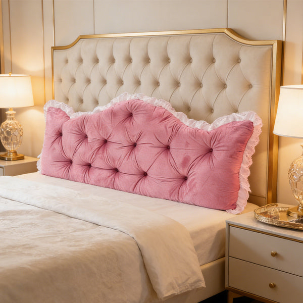 Large Ultra-Soft Comfortable Plush Backrest Pillow, Princess Style Reading Cushion, Neck and Back Support, Luxurious Fashionable Home Style Multifunctional Lace Ruffled Headboard Cushions, Suitable for Bedroom, Living Room, Dorm, Sofa Home Decor, Machine