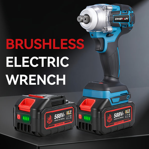 Brushless Electric Wrench, 1/2 Inch Impact Wrench Set,, with LED Work Light, 2 Forward Speeds, 2 Reverse Speeds, for Home DIY/Electric Tools Home DIY/Electric Tools, Furniture Installation Scaffolding Electric Tools, ONEVAN