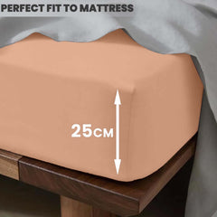 1pc 25cm Extra Deep Fitted Sheet – Solid Color Hotel-Quality Bedsheet, Ultra-Soft & Brushed Microfiber Bedding Sheet, Machine Washable, Single, Double, King, & Super King Sizes Available