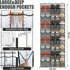 40-Tier Heavy-Duty Over-the-Door Hanging Storage Bag | FOBIANJIE Transparent Window Plastic Storage Bag with 40 Large Pockets - Space-Saving Multi-Functional Cabinet Organizer Suitable for Toys, Shoes, Clothes