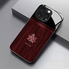 Phone Case: Premium Linear Brown Black Red Maple Leaf Pattern Glass Phone Case for iPhone 17 Air/16/15/14/13/12/11/Plus/Pro/Pro Max and Galaxy S, A Series/S22/S23/S24 FE/S25/S26 ULTRA PLUS.It Is the First Choice of Gift for Family, Loved Ones