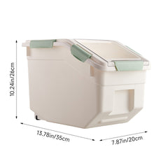 10KG Dog Food Storage Container with Scoop, Large Airtight Pet Dog Food Bin, Dog Cat Dry Food Bin, Rice Storage Container, Grey/Green
