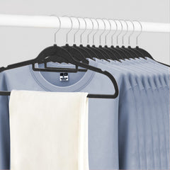 Velvet Hangers 30 Pack - Non-Slip Clothes Hangers with Tie Bar & 360° Hook - Durable & Sturdy, Space-Saving Wardrobe Organisers for Suits, Jackets & Clothes