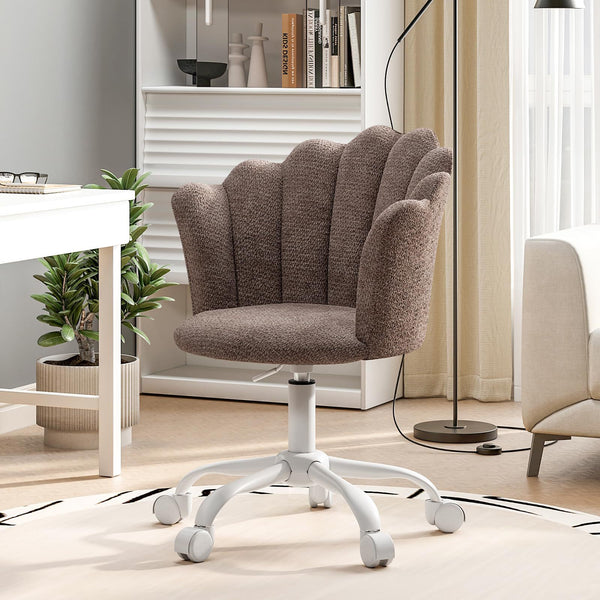 Shell-shaped Office Chair,Adjustable Chenille Swivel Chair,Soft and Flexible, Suitable for Bedrooms, Offices and Studies.