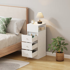 3-Drawer Bedroom Nightstand, 25cm Narrow Side Cabinet, Suitable for Small Spaces such as Bedrooms and Living Rooms, Space-Saving Design with Classic Style, Engineered Wood Top, Manufactured Wood Base, Perfect for Modern Homes, Bedroom Nightstand