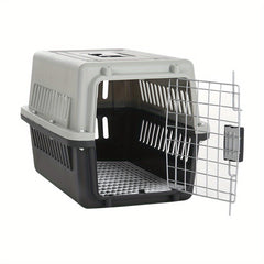 Dog Cat Puppy Rabbit Pet Carrier, Plastic Dog/Cat Crate Portable Travelling Pet Kennel for Dogs, 48*32*30cm, Grey
