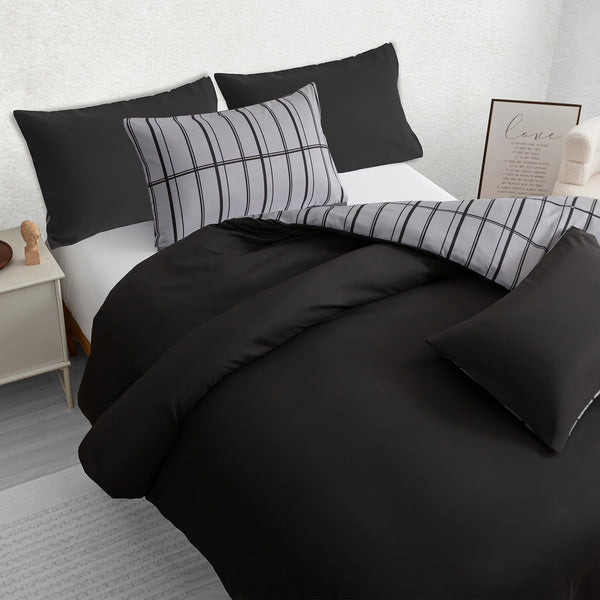Luxury Reversible Duvet Cover Set with Matching Pillowcases – Single, Double, King & Super King Sizes – Soft Breathable Microfiber Bedding Set UK – Brick Pattern