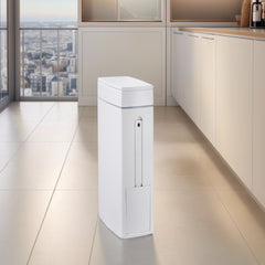 Slim Trash Can with Brush | Large Capacity Narrow Space Garbage Bin, Bathroom Waste Basket with Lid, Creative Home Cleaning Supplies, Plastic, Odor Sealing, No Electricity Needed