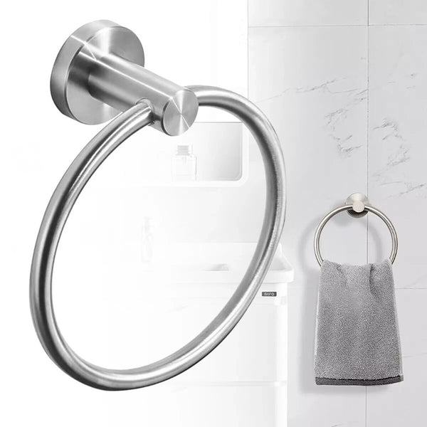 Hand Towel Ring Round Holder Wall Mounted Rail Kitchen Bathroom Stainless Steel