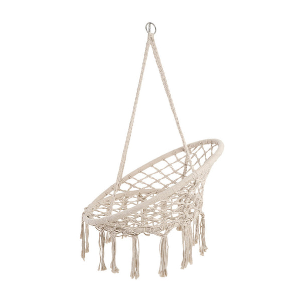 Courtyard Woven Hanging Basket, Hanging Cotton Rope Iron Ring Hanging Chair, Balcony Rocking Chair, Suitable for Indoor, Outdoor, Home, Balcony, Courtyard, Garden, Maximum Load Capacity: 200kg, Material: Iron Ring, Cotton Rope (No Include Cushion)
