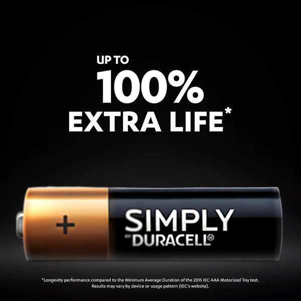 24 Pack Duracell Simply AA & AAA Alkaline Batteries Combo – 12 AA + 12 AAA Batteries Long Lasting Leak Resistant Power for Household Devices, Remotes, Toys & Electronics