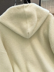 Hooded Button Sweater Cardigan, Spring Autumn Solid Color Casual Simple Open Front Soft Comfortable Elegant Women's Wear