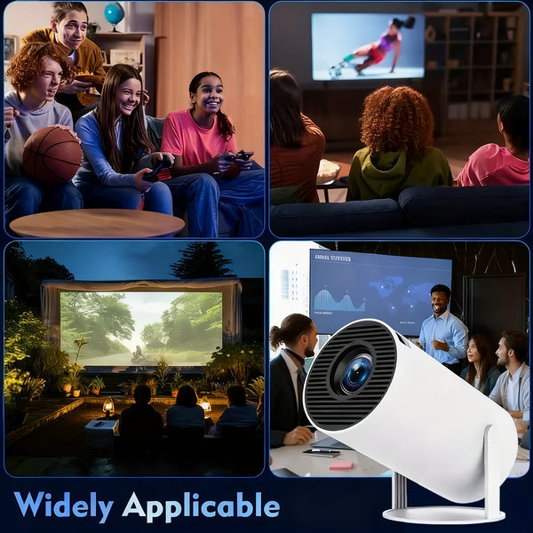 A Compact Projector That Can Decode 4K Videos, Has a Local Resolution of 720P, And Features Wireless And Wireless 5.2 Connectivity. This Portable Device Includes Automatic Vertical Keystone Correction And a Stand That Can Rotate 180 Degrees