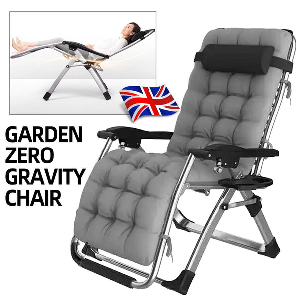 NEW Zero Gravity Chair Reclining Sun Lounger Outdoor Garden Folding Adjustable