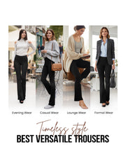 Ladies Flared Trousers Stretch Fit Comfort Fit High-Waisted Flared Pants Suitable For Nurses, Carers, Teachers, School Uniform, Yoga, Travel, Casual, Office Wear