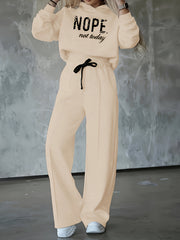 Women'S Two-Piece Casual Outfit, Featuring a Warm Hooded Sweatshirt with Letter Patterns