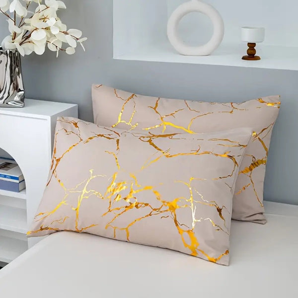 Solid Color Bronzing Stone Pattern Creative Fashion Design Bed Three-piece Set with 2 Pillowcases and 1 Duvet Cover, Soft and Comfortable, Suitable for Bedding in All Seasons, Camel, 135*200cm / 200*200cm / 220*230cm / 230*260cm