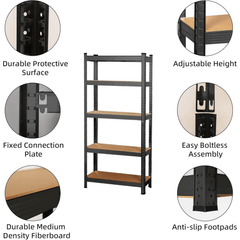 Garage Shelving Units 5 Tier Heavy Duty Shed Storage Racking Shelf Metal Boltless 1000kg Capacity 175kg Per Shelf for Warehouse Workshop Office Heavy Duty Industrial Garage Racking/Shelving Unit